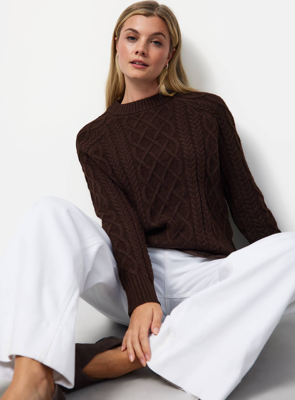Dark Brown Chunky Oversized Cable Jumper S - Image 1